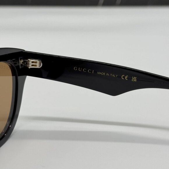 NEW GUCCI SUNGLASSES GG0957S 003 WOMEN BLACK ROUND EYEWEAR - Picture 11 of 12